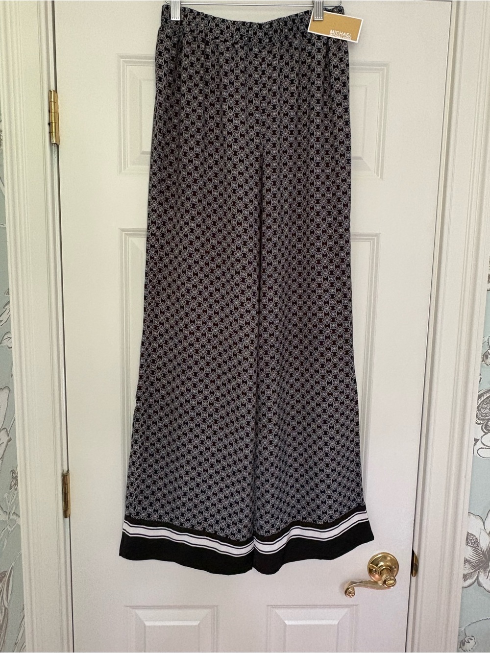 Michael Kors Black and White Floral Print Pants